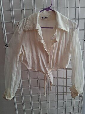 Cream cropped with shear sleeves